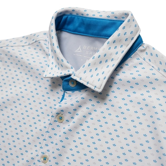 Bermuda Sands Other - Bermuda Sands Golf Polo Shirt Mens Medium White Blue Geometric Performance